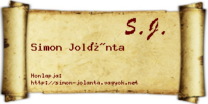 Simon Jolánta névjegykártya